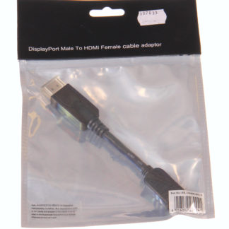 Adapteri, DisplayPort-uros/HDMI-A-naaras, 0.15m, musta