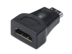 HDMI adapteri, miniHDMI-C uros/HDMI-A naaras, musta