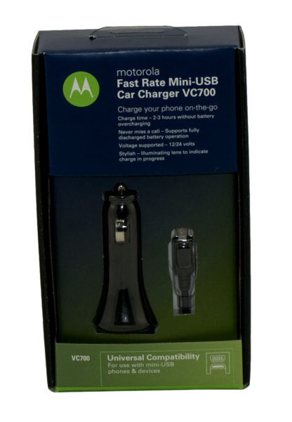 X Matkapuhelimen autolaturi, Motorola Car Charger VC700, Mini-USB(POISTUNUT)