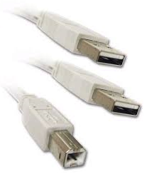 Laitekaapeli, USB 2xA-B, 1.0m, harmaa