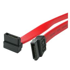 Kaapeli, SATA, kulmaliitin, 0.75m, punainen