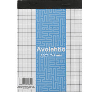 Avolehtiö, A6/70, 7x7 ruudut, perforoitu