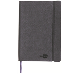 Muistikirja, A6/120, Viivat, musta keinonahka