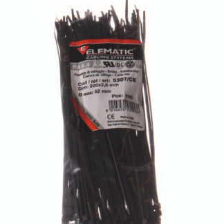 Nippuside, Elematic, 200x2.6mm, musta, 1 pkt/100