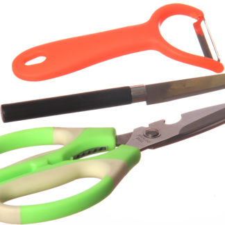 Keittiösarja, kuorintaveitsi, veitsi, sakset