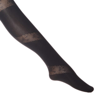 Kuvioidut sukkahousut, 36-40, 70 den, musta, rusettinauha