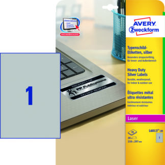 Metallitarra, Avery L6013-20, Heavy Duty, 210x297 mm (A4), hopea/metalli, 1pkt/20