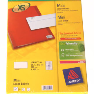 Lasertarra, Avery L7651-100, mini etiketti, valkoinen, 38.1 x 21.2mm, 1 pkt/6500