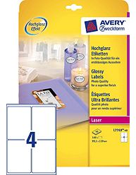 Lasertarra, Avery L7769-40, 99.1 x 139mm, kiiltävä, 1 pkt/160
